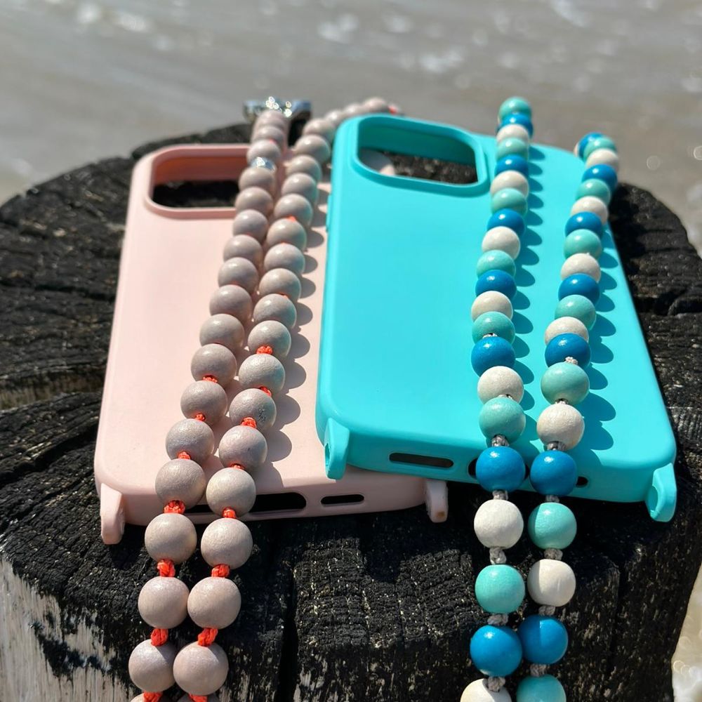 Mobile phone chain wooden beads