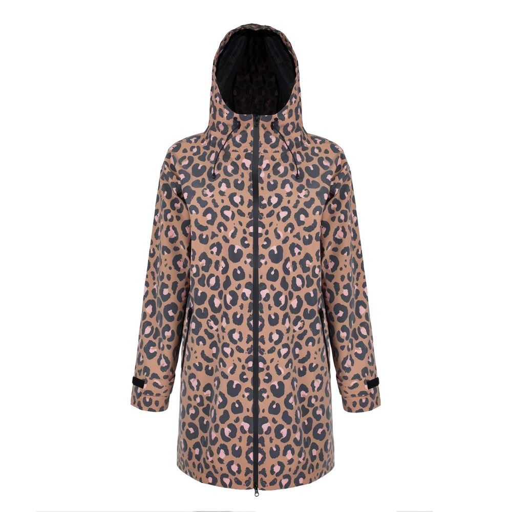 Highly reflective raincoat for women Leopard