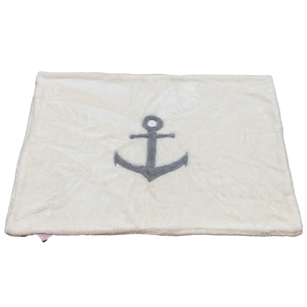 Dog blanket with anchor cream