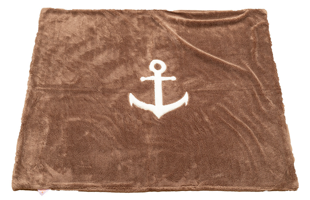Dog blanket with anchor brown