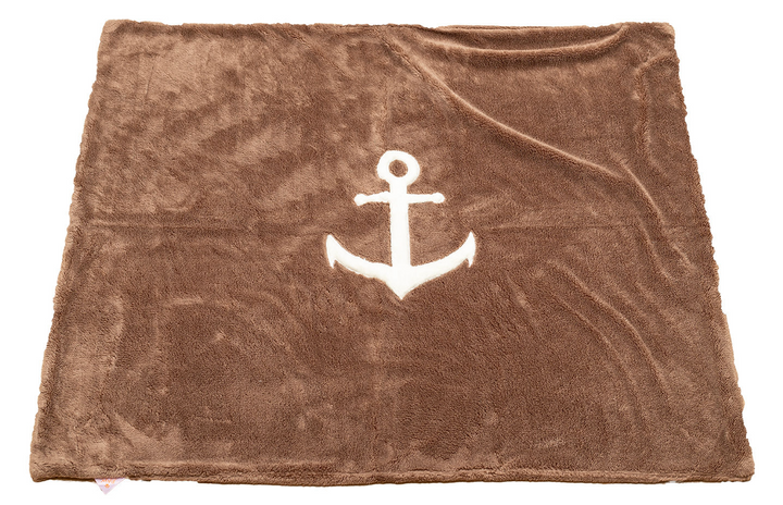 Dog blanket with anchor brown