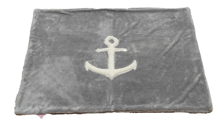 Dog blanket with anchor grey