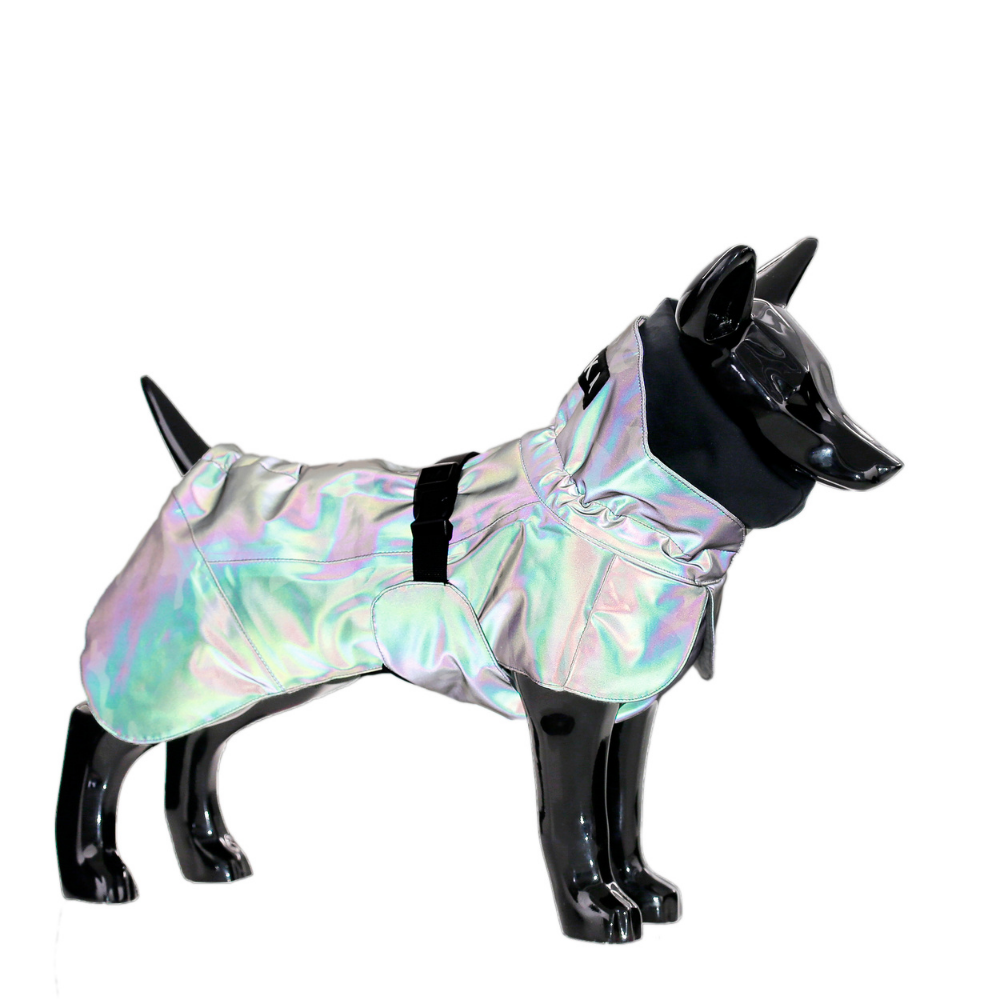 Highly reflective dog raincoat recovery / camouflage
