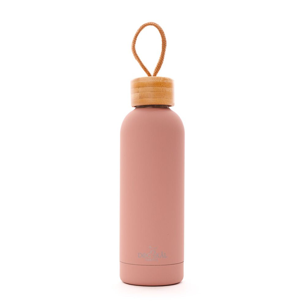 DØG SKÅL Dusty Rose Edelstahl Wasserflasche inklusive Napf, Schultergurt und Flaschenhalter