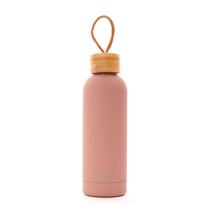 DØG SKÅL Dusty Rose Edelstahl Wasserflasche inklusive Napf, Schultergurt und Flaschenhalter