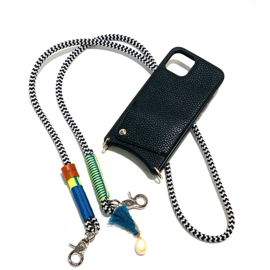 ZEELAND DOG mobiele telefoon ketting zwart / wit blauw