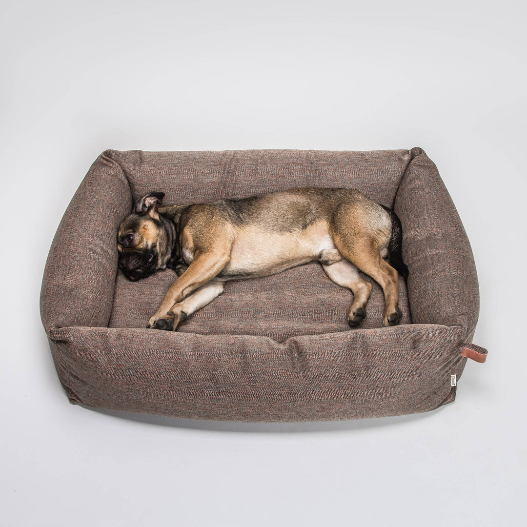 Cloud7 Sleepy Herringbone Brown dog bed
